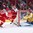 MONTREAL, CANADA - DECEMBER 26: Sweden's Felix Sandstrom #1 makes the save against Denmark's Christian Wejse-Mathiasen #13 while Tobias Ladehoff #21, Jens Looke #24 and Gabriel Carlsson #9 look on during preliminary round action at the 2017 IIHF World Junior Championship. (Photo by Andre Ringuette/HHOF-IIHF Images)


